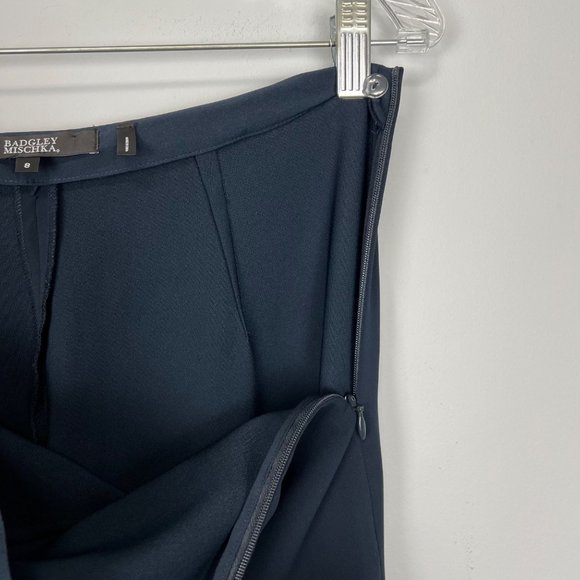 Badgley Mischka Womens Blue Stretch Crepe Fitted Pants Dress Trousers size 8 - Picture 8 of 12